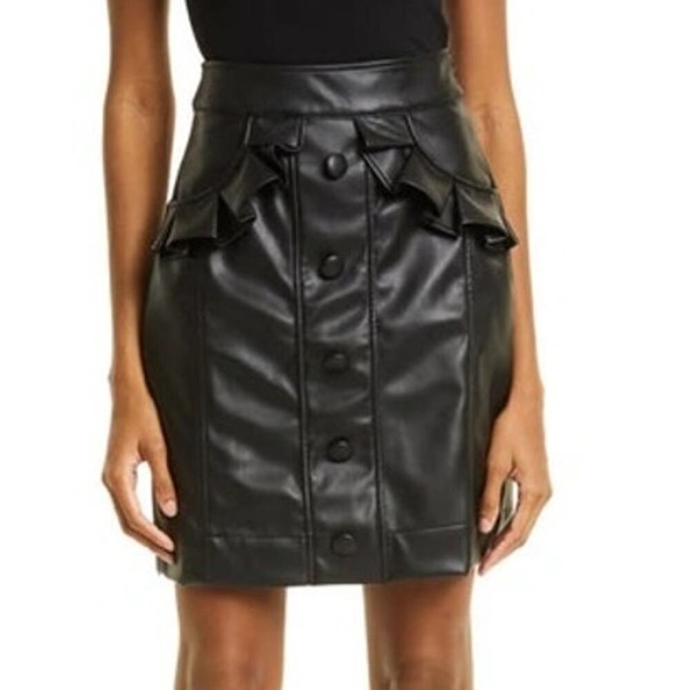 Autumn Adeigbo Jewel Faux Leather Mini Skirt Size 6 $395